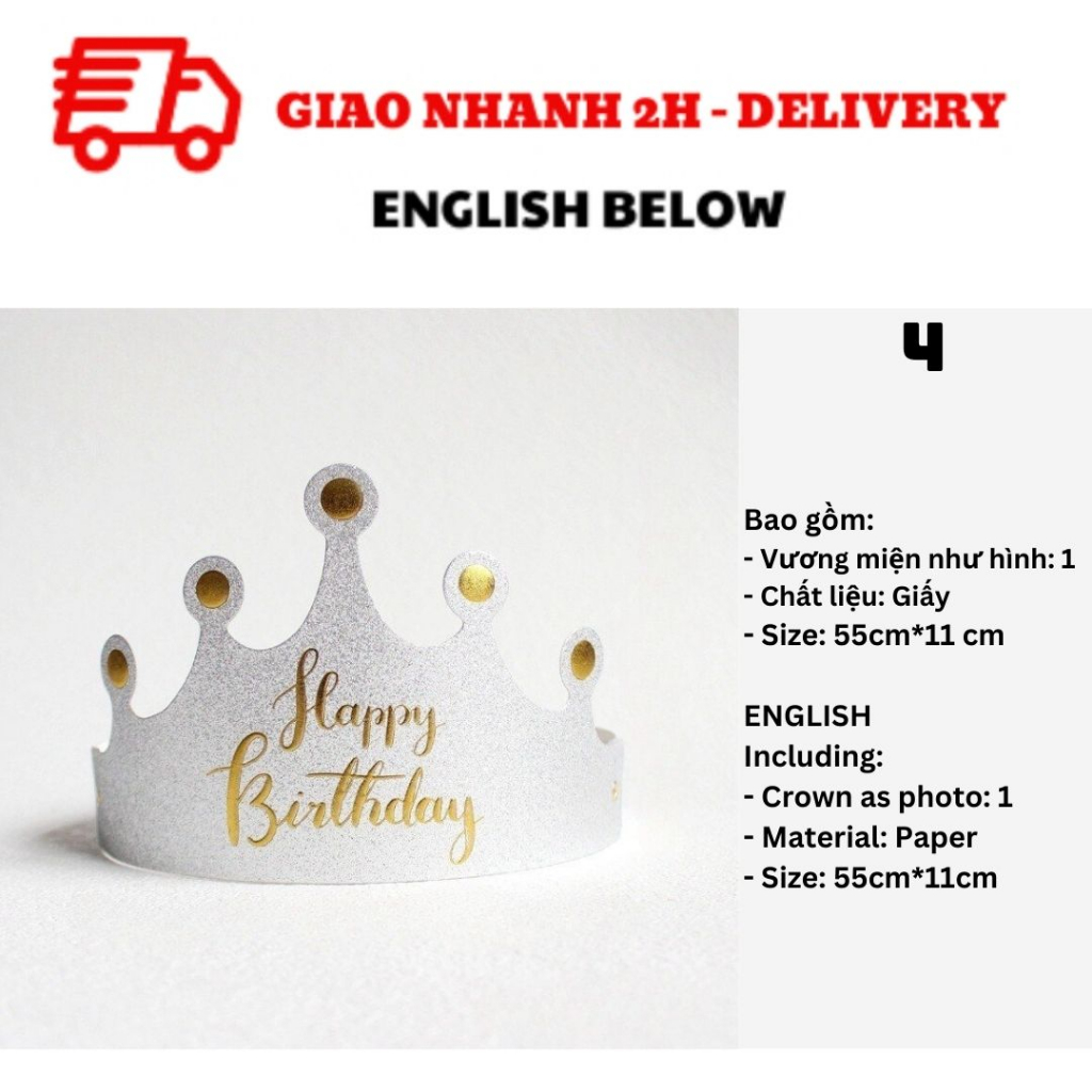 Vương Miện Happy Birthday Cho Bé Nhiều Mẫu Kid Paper Crown TNOI63