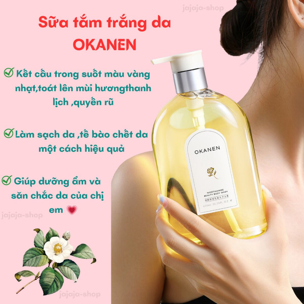 Sữa tắm trắng da,OKANEN,sữa tắm nữ,sữa dưỡng thể,sữa tắm hương nước hoa,sữa tắm thơm lâu,giúp da trắng sáng,mịn màng.