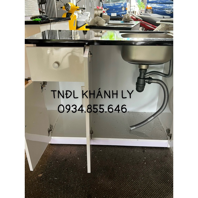 Tủ bếp nhựa 1mx80 3cánh 1ngăn kéo chống nước có bồn rửa,ốp gạch men cao cấp cho khách CHDV