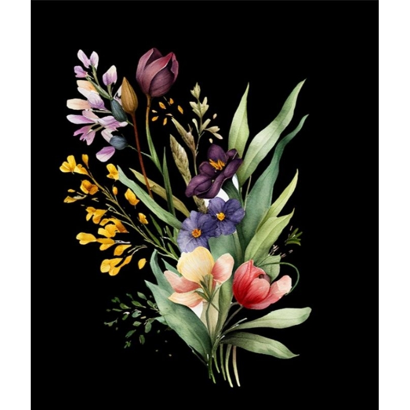 Hình ủi ép nhiệt, in áo. Mẫu Hoa lá HL11 in áo dài, áo bà ba, váy yếm cho mẹ và bé