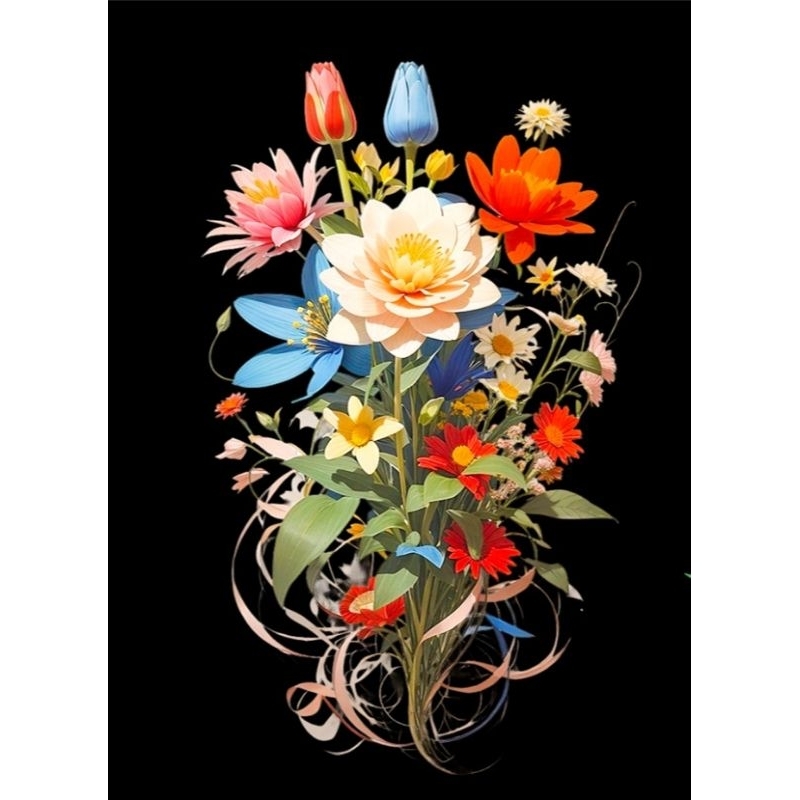 Hình ủi ép nhiệt, in áo. Mẫu Hoa lá HL11 in áo dài, áo bà ba, váy yếm cho mẹ và bé