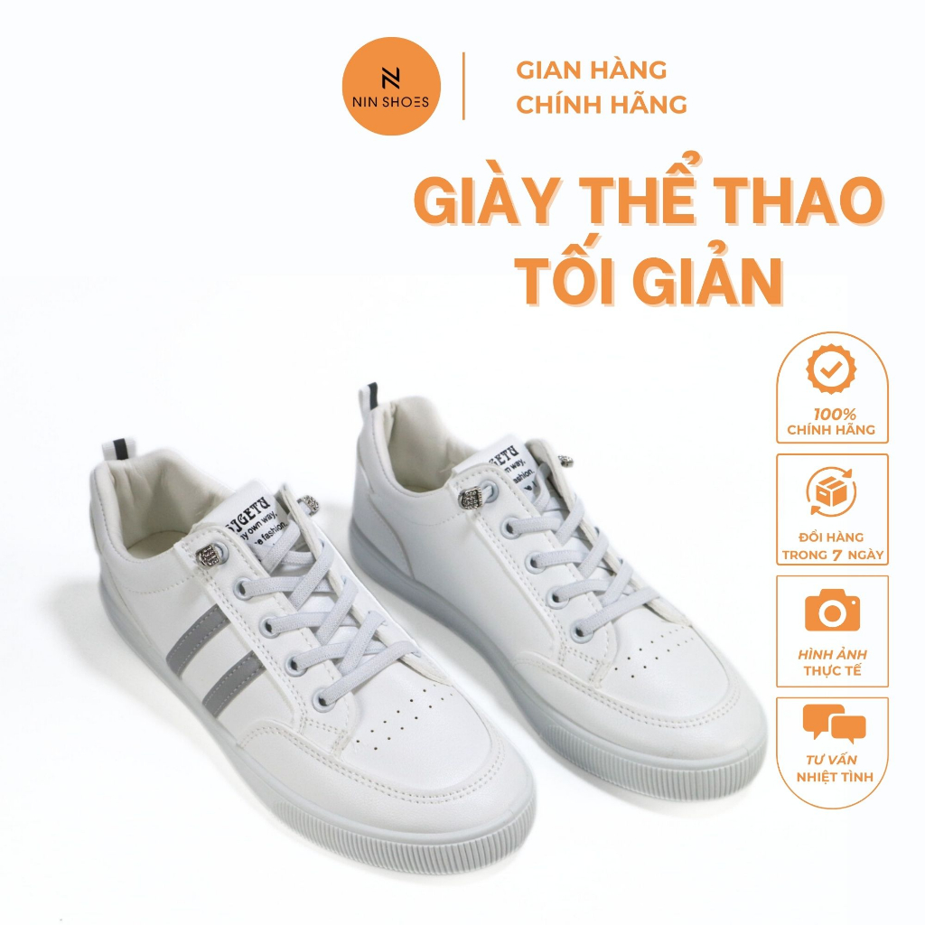 Thể thao đế bằng mũi tròn đính chốt đá sườn kẻ 2 viền