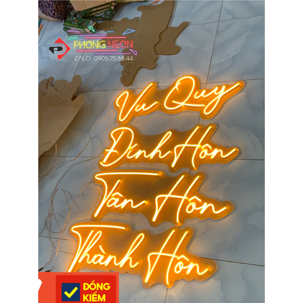 Đèn Led Neon chữ Tân Hôn - Vu Quy-Thành Hôn- Đính Hôn, bảng cổng đám cưới, tiệc cưới, lễ ăn hỏi