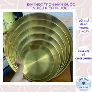 Đĩa inox tròn Hàn Quốc, khay inox đựng thức ăn