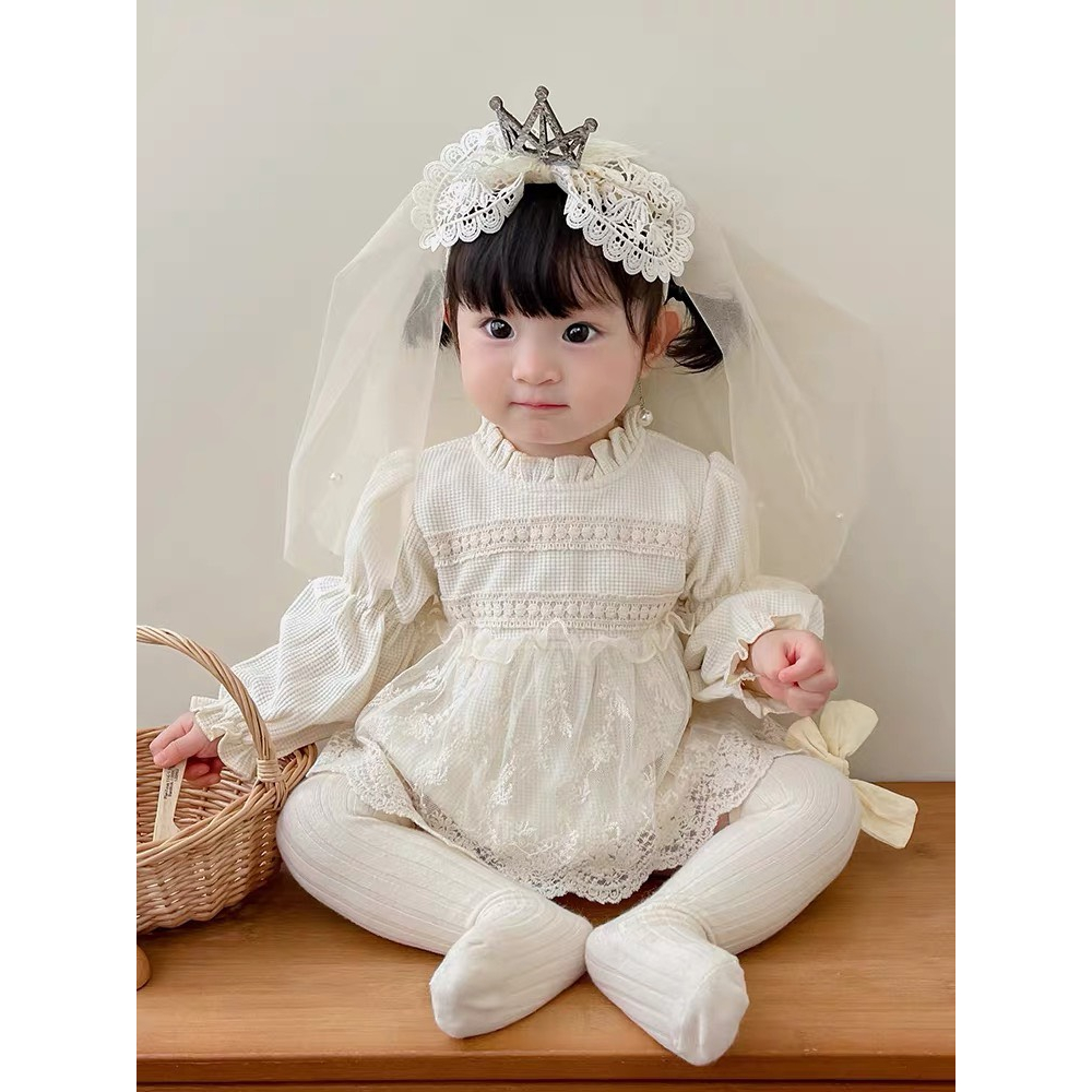 Áo Body dài tay phối Ren thời trang cho bé gái 2023