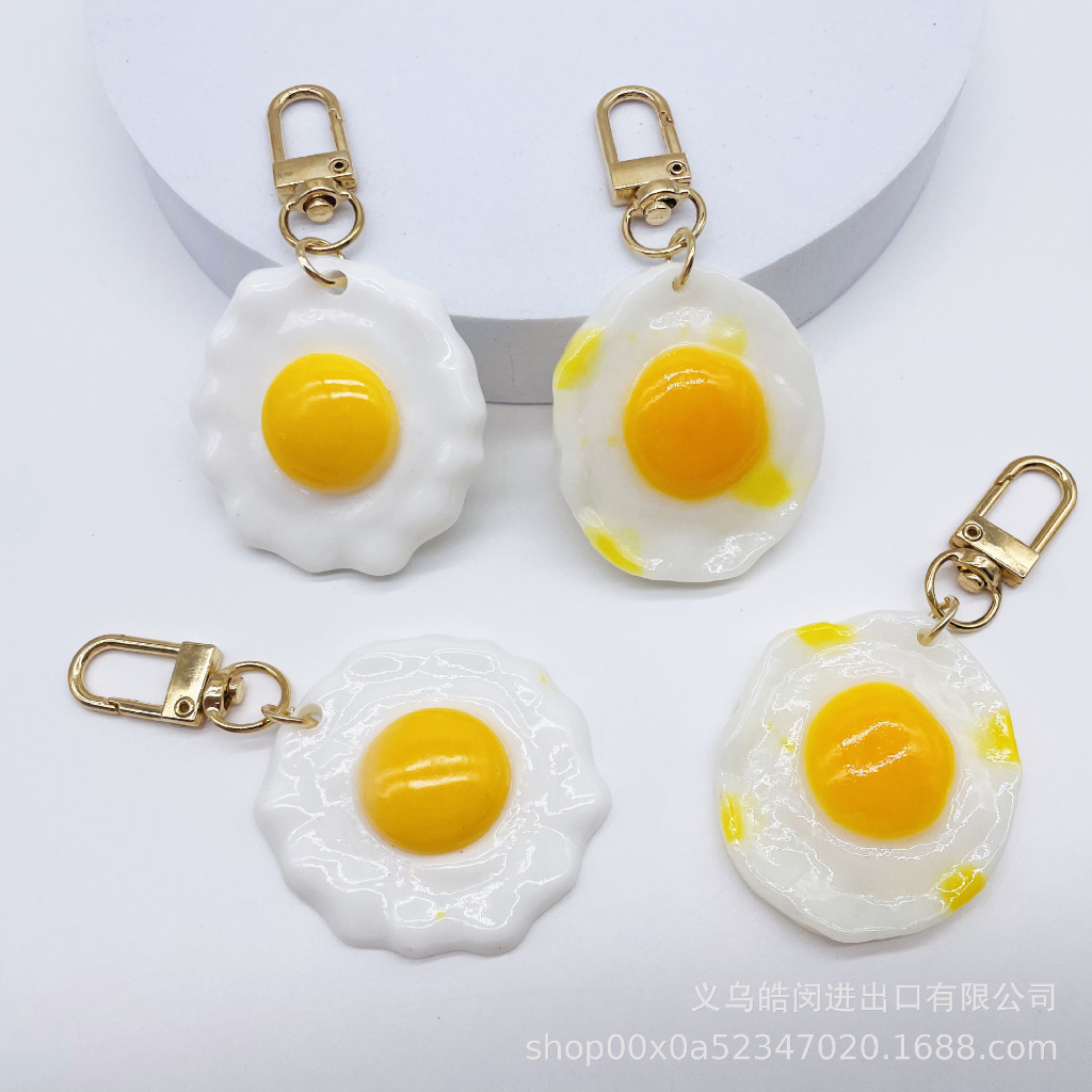 [RẺ] Đồ quà lưu niệm móc khóa cặp sách balo túi xách hình đồ ăn trứng xinh xắn dễ thương cute giá rẻ dây inox sinh nhật