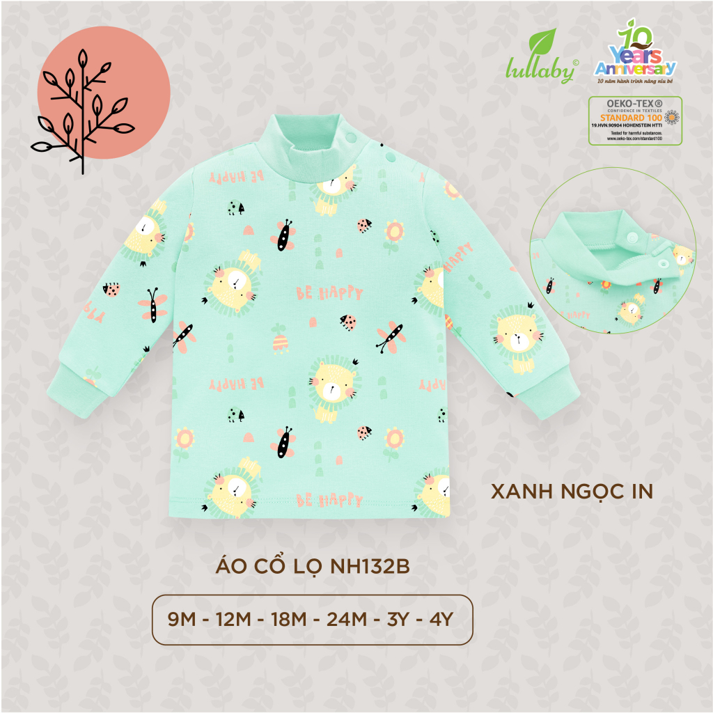 Áo cổ lọ cotton dày Lullaby (sz 3y, 4y không có khuy vai)