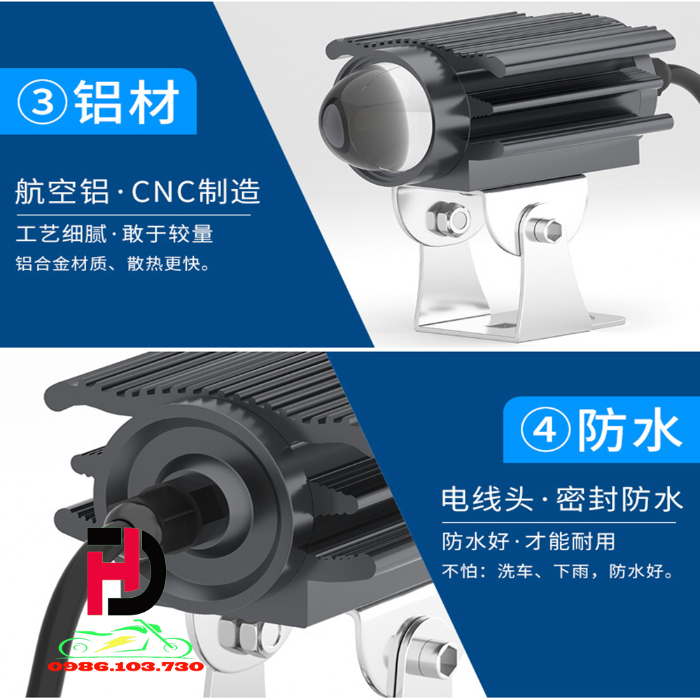 ĐÈN LED TRỢ SÁNG BI CẦU SIÊU SÁNG COS VÀNG PHA TRẮNG DC 12-90V