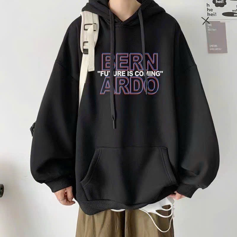Áo Khoác Hoodie Nỉ Nam phối chữ BERN ARDO Có 3 màu lựa chọn form rộng nón 2 lớp cực đẹp