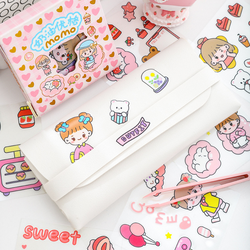 Aimilo - Nhãn dán sticker 100 tờ dễ thương cho bé, đồ văn phòng phẩm, đồ dùng học tập dễ thương (giao hàng ngẫu nhi