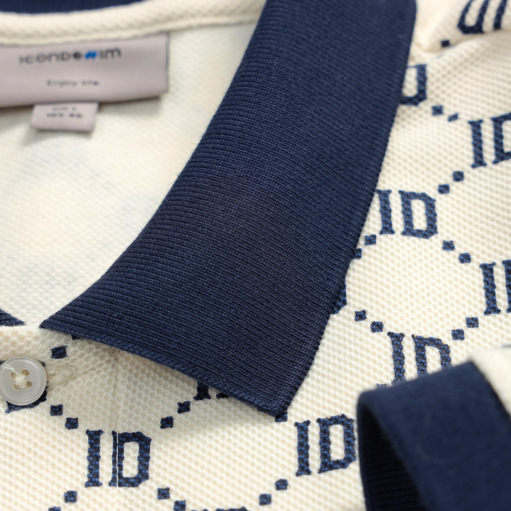 Áo Polo Nam ICONDENIM Regular Contrasted Signature Grid PLID0110