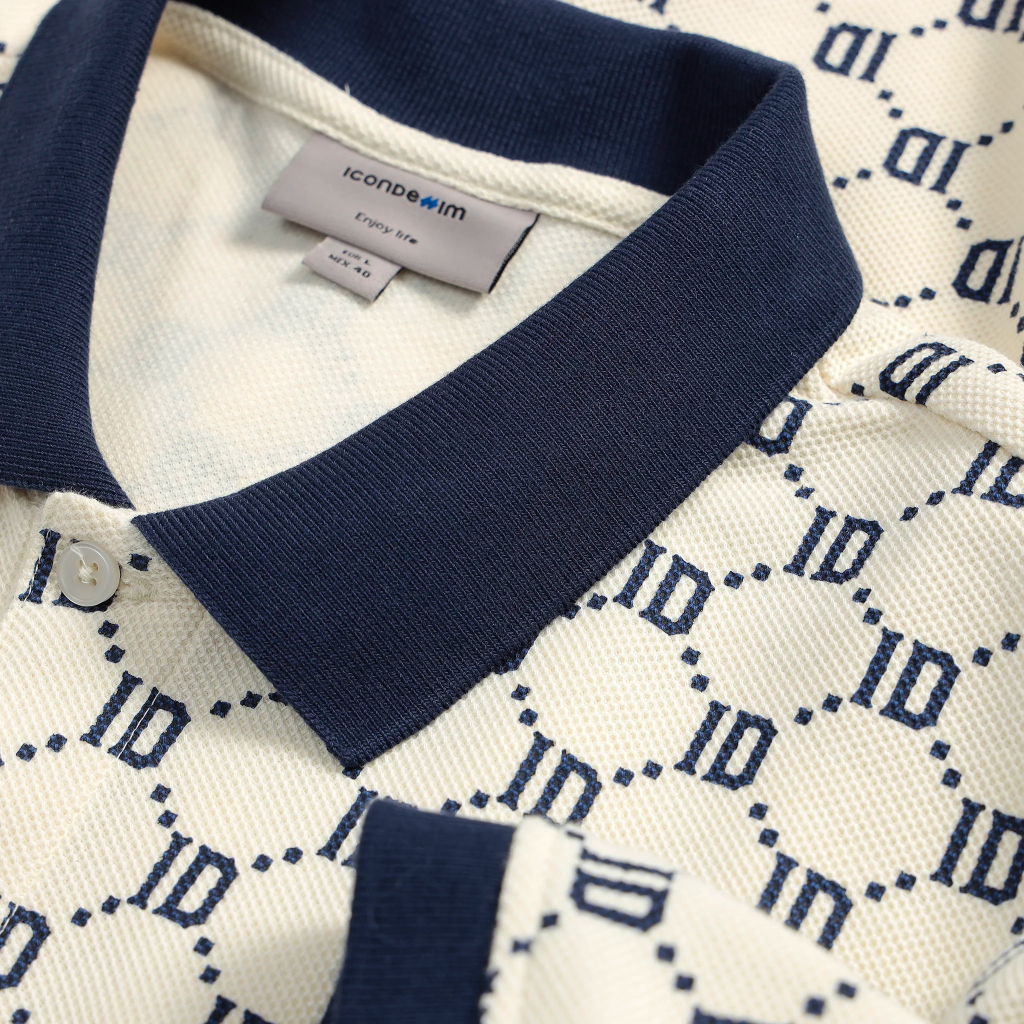 Áo Polo Nam ICONDENIM Regular Contrasted Signature Grid PLID0110