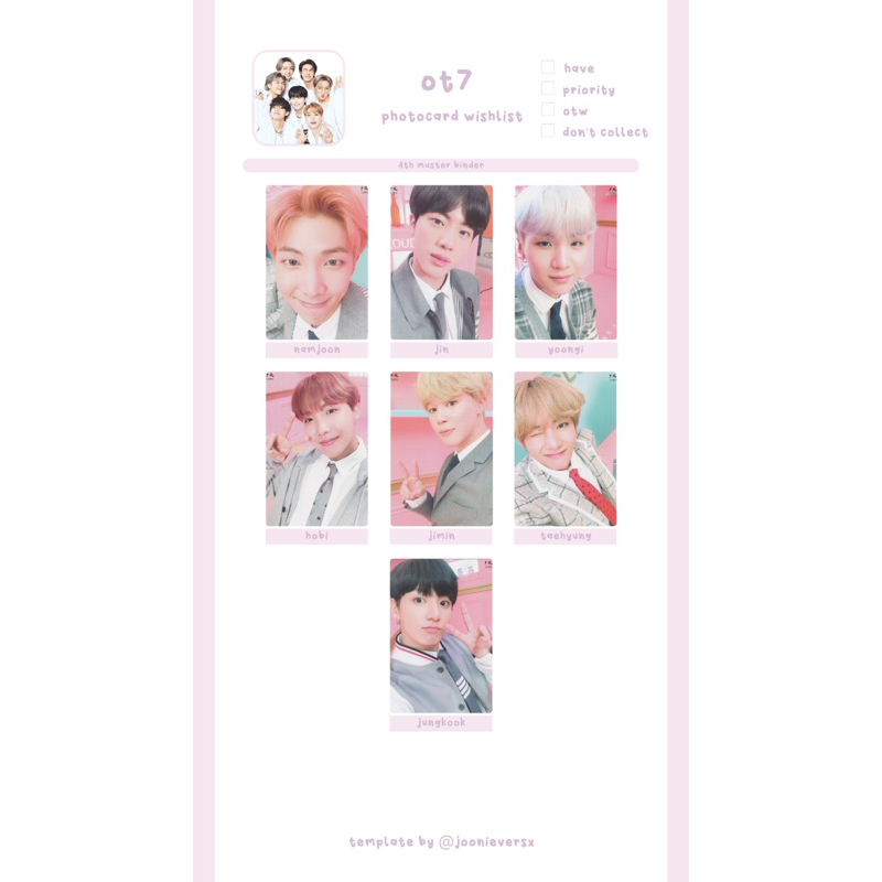 Ảnh thẻ lớn BTS NamJoon - MiniPhotocard RM MerchBox 10 Box 9 Fortune Box