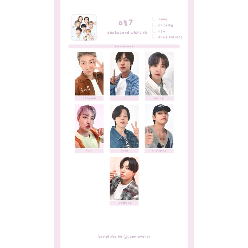 Ảnh thẻ lớn BTS NamJoon - MiniPhotocard RM MerchBox 10 Box 9 Fortune Box