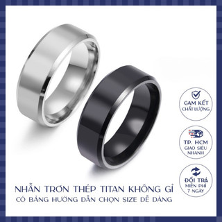 Nhẫn Nam Trơn Không Gỉ. Nhẫn Đen Bạc Trơn Nam Đẹp. Nhẫn Nam Nữ Titan Basic Sáng Bóng  (Full size)