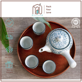 Bộ ấm chén trà họa tiết phong cách Nhật Bản làm thủ công và vẽ tay hợp làm quà Tân Gia về nhà mới Nhà của Nâu