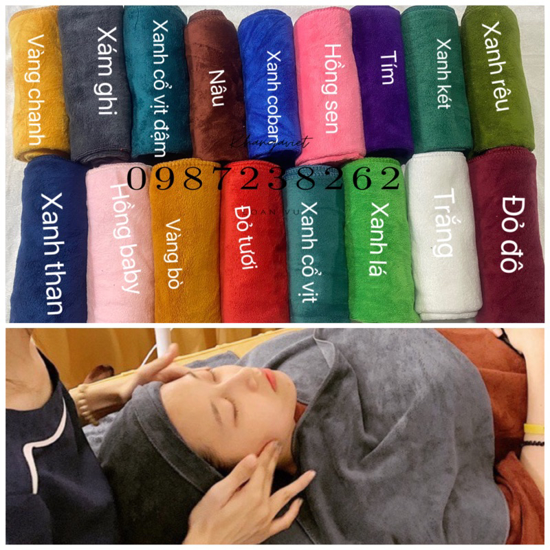 Khăn quấn đầu, gội đầu kt 35x75 dùng cho spa, hairsalon Microfiber thấm hút tốt