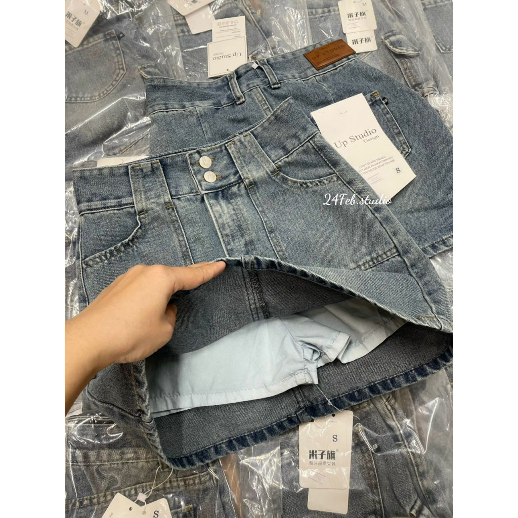 Chân váy jean dáng chữ A hai khuy phong cách ulzzang Hàn Quốc 7296