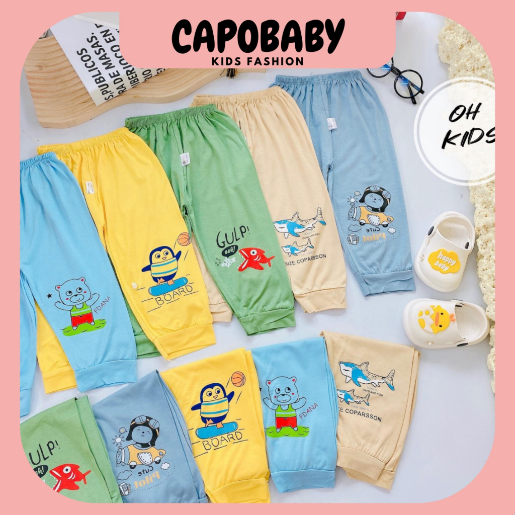 Quàn Thun Lạnh Hình Thú cho bé, Quần Bé Trai Bé Gái 4-14kg