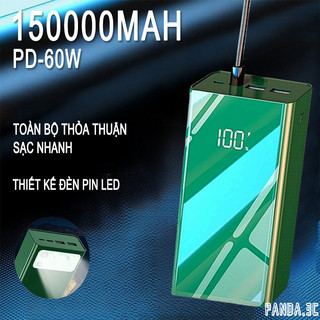 Sạc dự phòng 150000mah 100% chính hãng dung lượng lớn sạc nhanh qc 3.0 power bank đèn led power bank