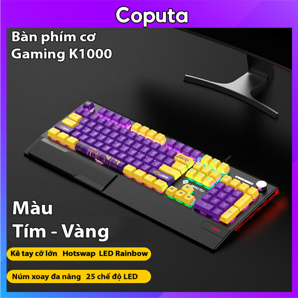 Bàn phím Gaming Coputa bàn phím máy tính game thủ cao cấp LED 25 chế độ Langtu K1000