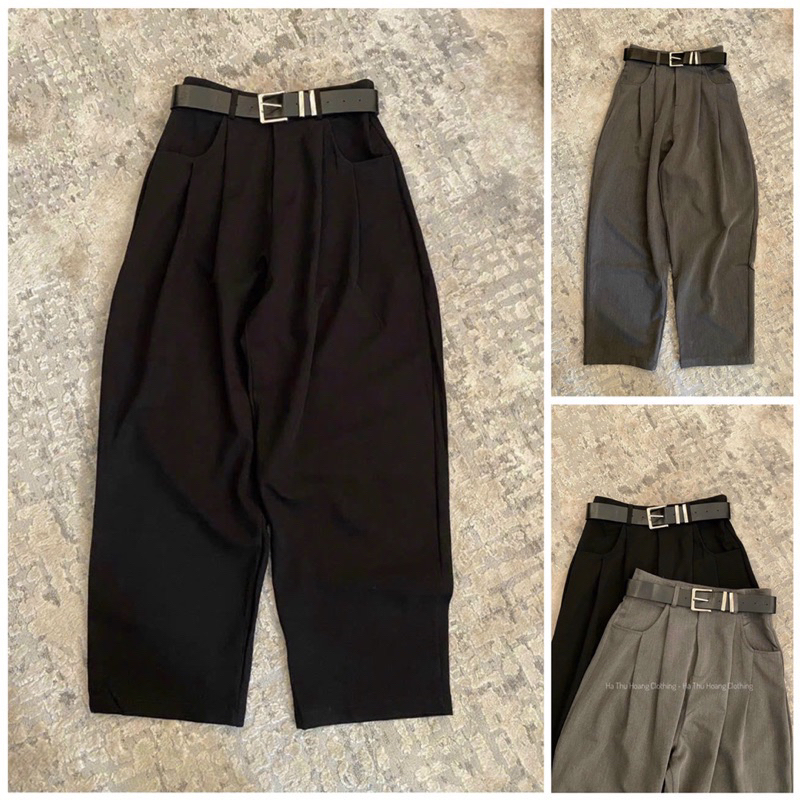 Quần baggy lưng cao chất liệu ruby hàn loại 1 lên form xinh cực sang chảnh có túi 2 bên