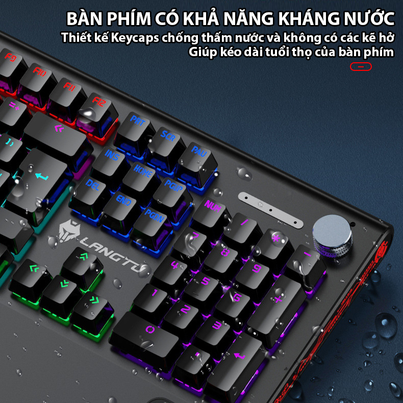 Bàn phím Gaming Coputa bàn phím máy tính game thủ cao cấp LED 25 chế độ Langtu K1000