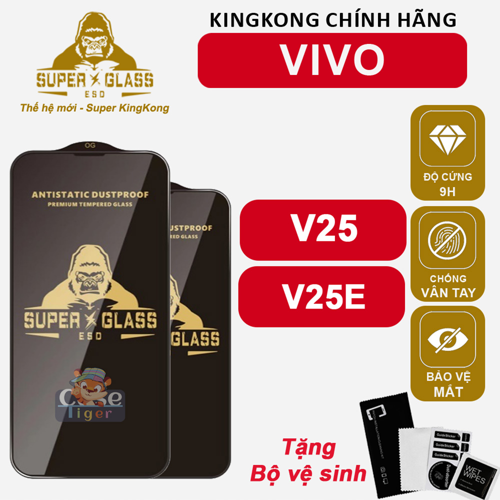 Cường lực KingKong Vivo V25 / V25E / V25 Pro full màn, Chống bám vân tay