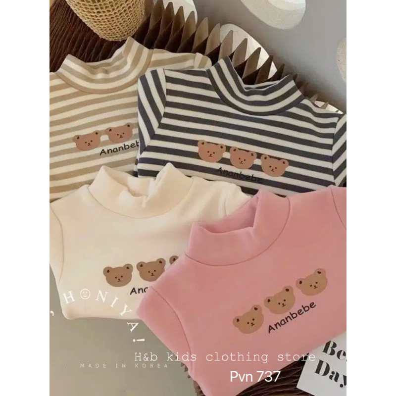 Áo giữ nhiệt cho bé , áo zip lông 2 mặt họa tiết gấu đáng iu cho bé 8-25kg