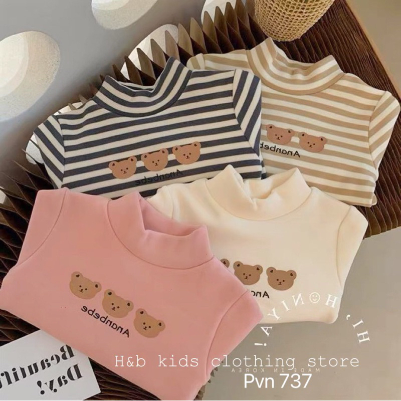 Áo giữ nhiệt cho bé , áo zip lông 2 mặt họa tiết gấu đáng iu cho bé 8-25kg