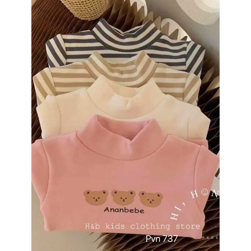Áo giữ nhiệt cho bé , áo zip lông 2 mặt họa tiết gấu đáng iu cho bé 8-25kg