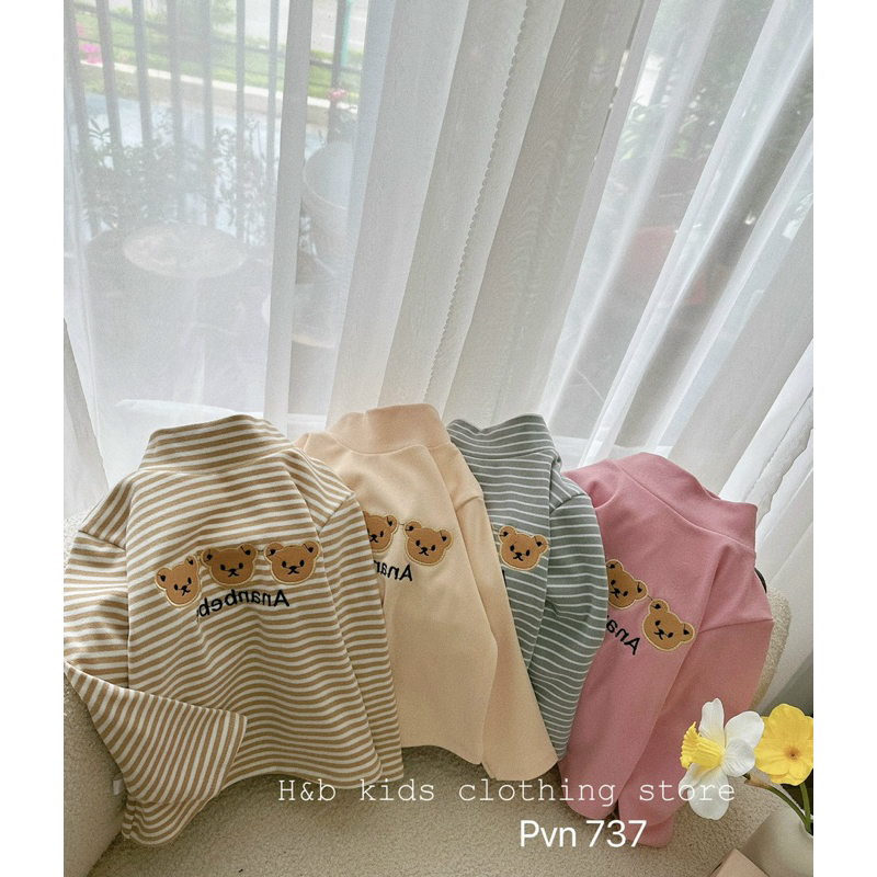 Áo giữ nhiệt cho bé , áo zip lông 2 mặt họa tiết gấu đáng iu cho bé 8-25kg