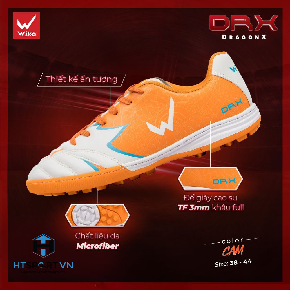 Giày Đá Bóng Sân Cỏ Nhân Tạo Wika Hoàng Đức DRX đã khâu đế, Giày Đá Banh Chính Hãng.
