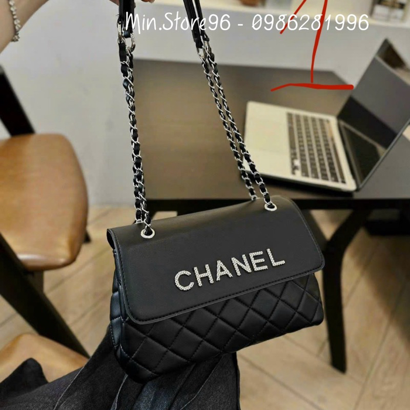 Túi xách nữ túi kẹp nách thời trang dáng chữ nhật da hình trám thêu khóa chữ dây đeo phối xích SP12