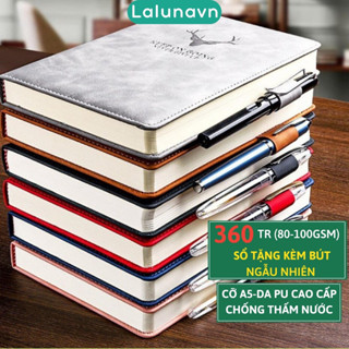 Sổ tay ghi chép 80Gsm bìa Da PU A5 360 trang -  Lalunavn làm quà tặng sang trọng - B20