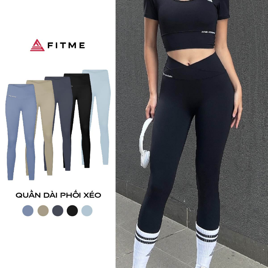 Quần tập gym yoga legging Fitme Cover23 phối xéo 2 lớp nâng mông tôn dáng cao cấp QDCV