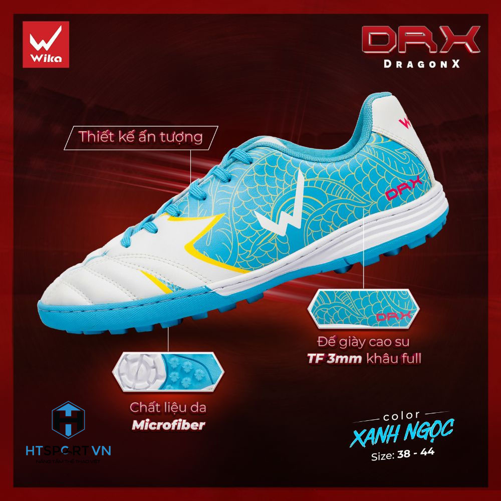 Giày Đá Bóng Sân Cỏ Nhân Tạo Wika Hoàng Đức DRX đã khâu đế, Giày Đá Banh Chính Hãng.
