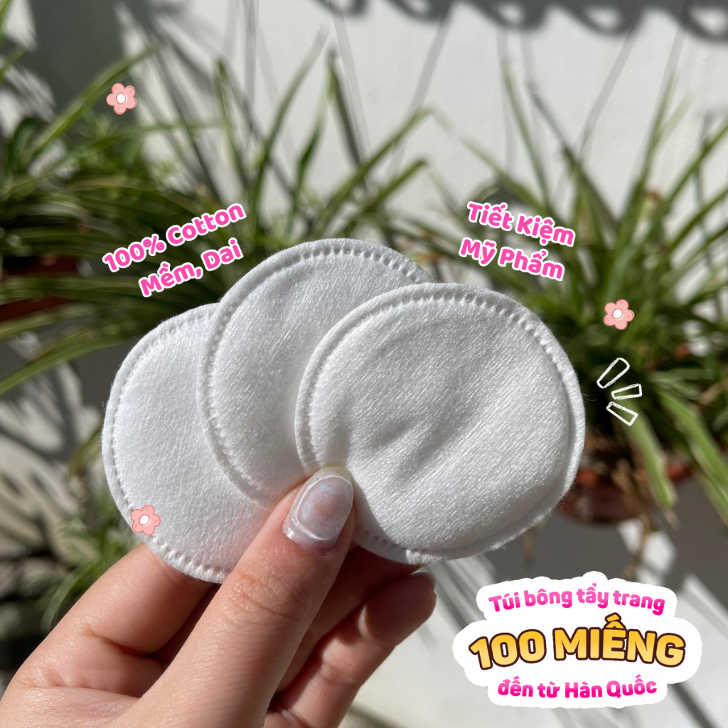 Bông tẩy trang 5 lớp đa năng 2 in 1 100% cotton thiên nhiên Reskin Cotton Puff Dual Mesh 100 miếng