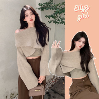Áo len cardigan croptop , áo len croptop chéo ngực dệt kim tay dài thời trang hàn quốc Ellyz AolenSweater742_P12K9