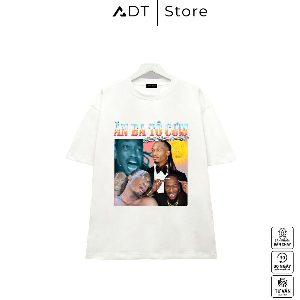 Áo Thun ADT.Store x Ăn ba tô cơm - Anh Ba oách xà lách Unisex Nam Nữ Tay Lỡ Form Rộng Oversize