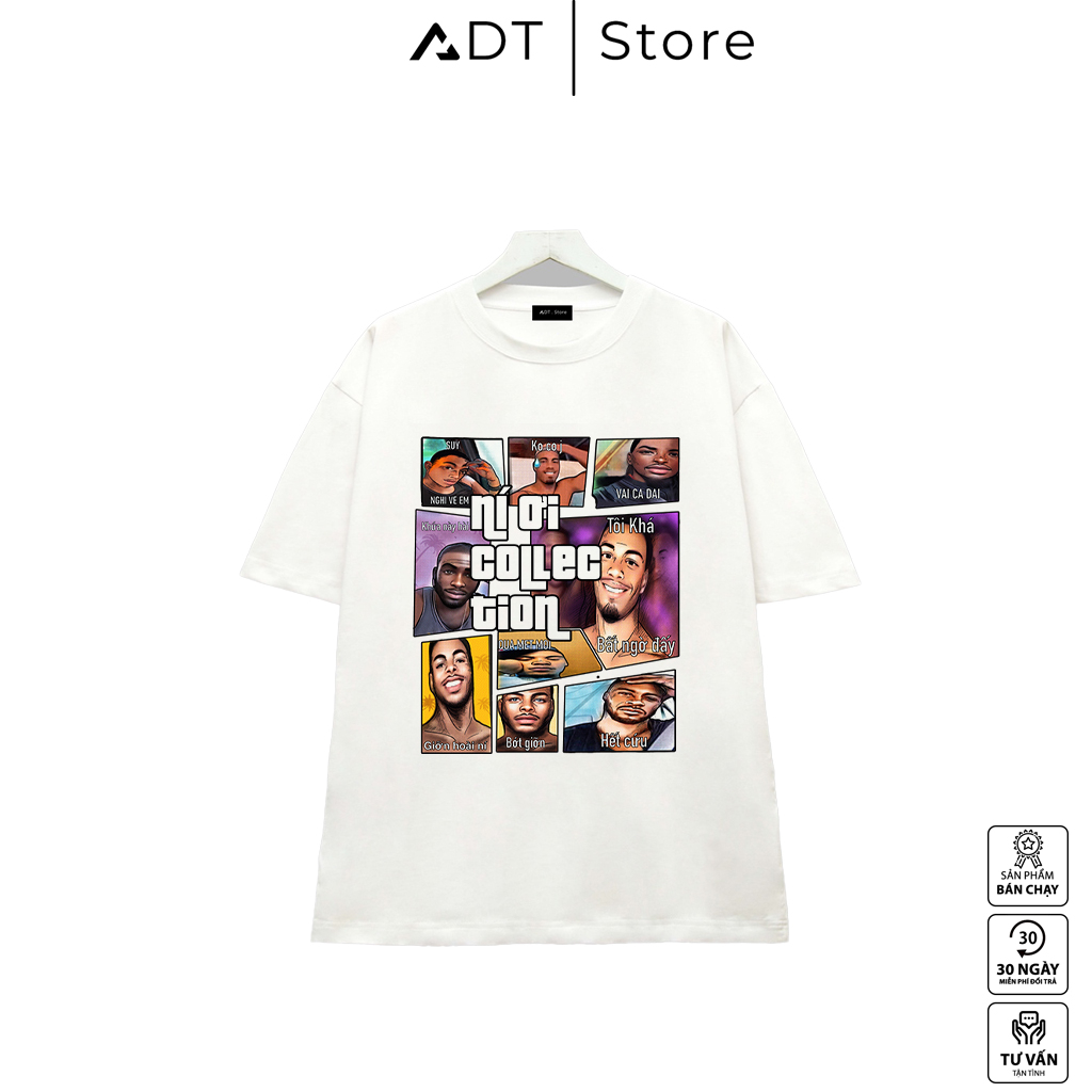 Áo Thun ADT.Store x local brand Ní Ơi Big Black Cốc oách xà lách Unisex Nam Nữ Tay Lỡ Form Rộng Oversize