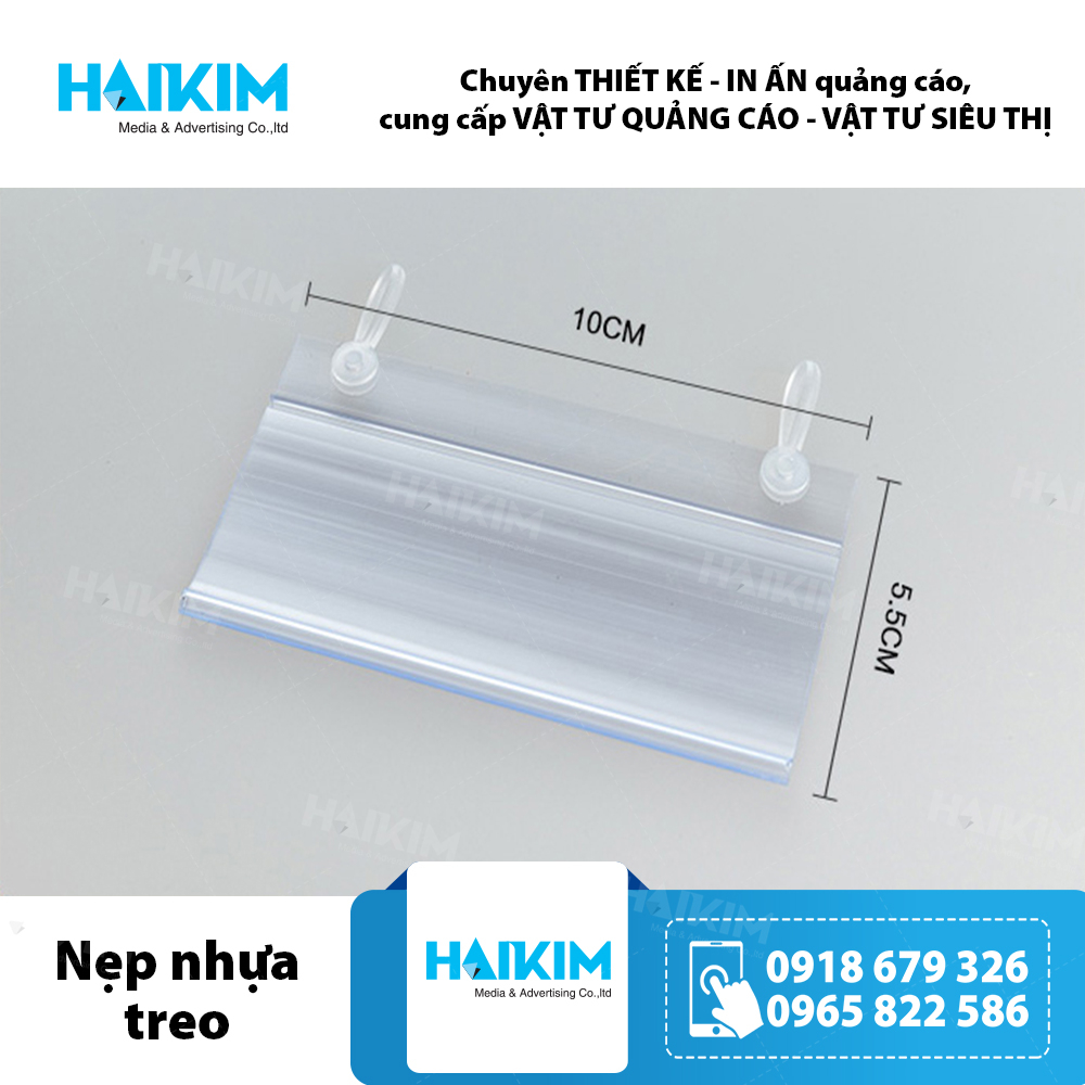 COMBO 10 Nẹp treo siêu thị, nẹp treo khuy bấm nẹp treo vinmart,nẹp bảng giá treo đa năng, Nẹp nhựa 2 khuy - KT 5.5*10cm