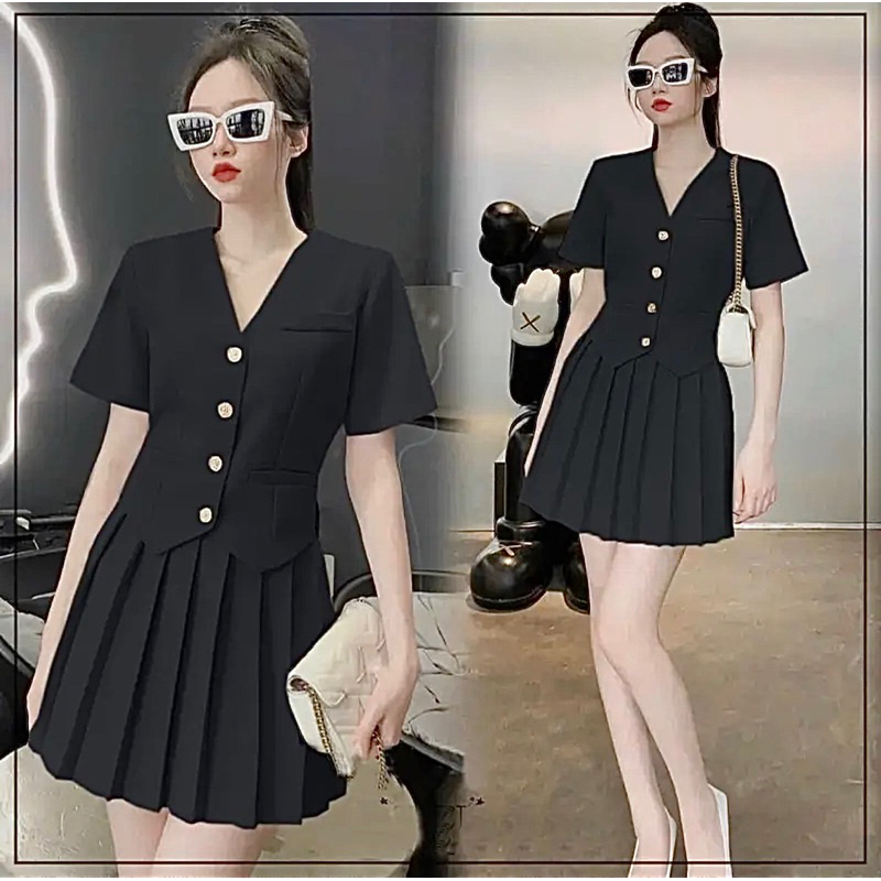 Set áo & chân váy xếp ly sang chảnh Bigsize 50-95kg