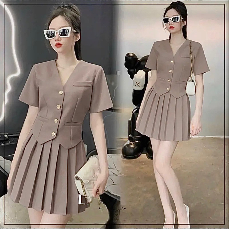 Set áo & chân váy xếp ly sang chảnh Bigsize 50-95kg