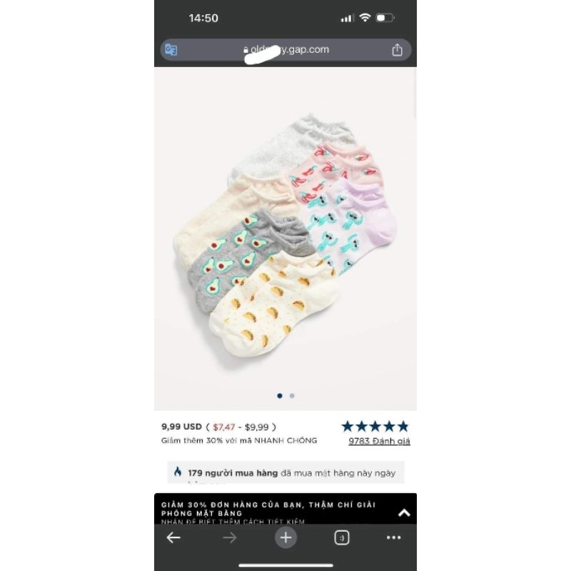 Tất cotton oldnavy cho nữ và bé gái lớn