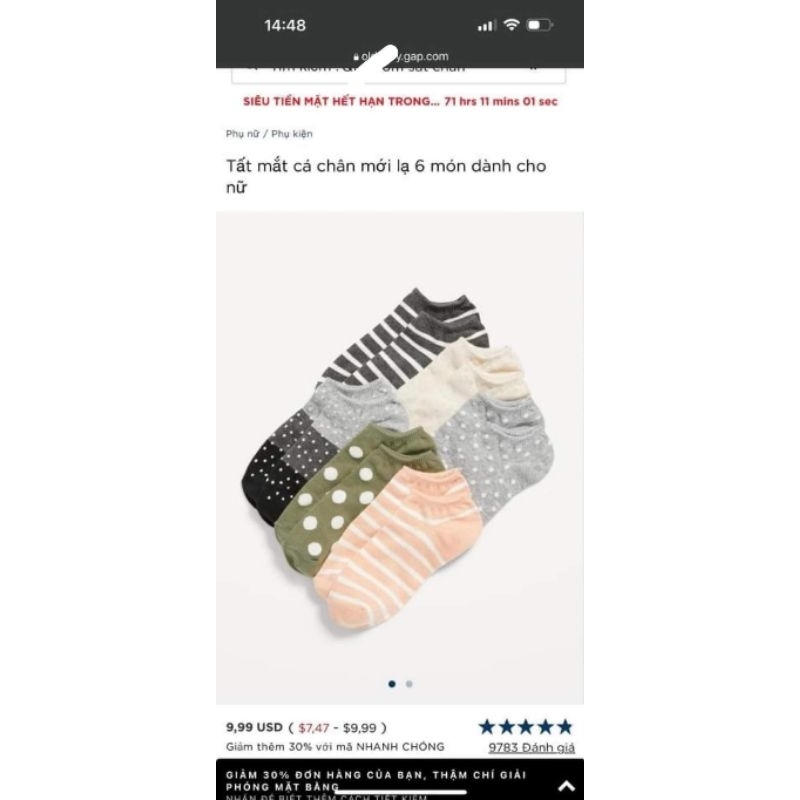 Tất cotton oldnavy cho nữ và bé gái lớn