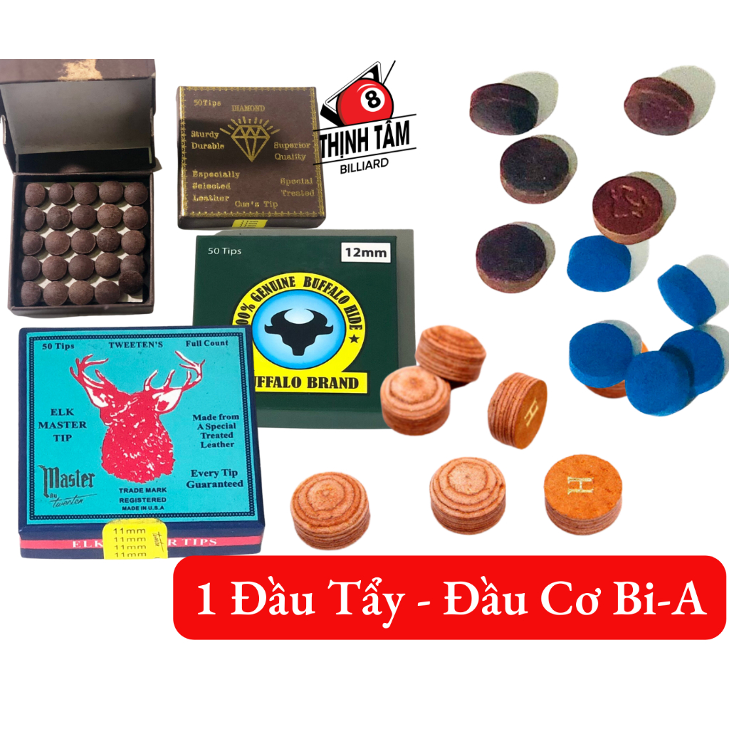 [THỊNH TÂM] Đầu Cơ Bida - Đầu Tẩy Bi-A Đầu Trâu Vàng 11.5-12-13mm SPECIAL Chính Hãng CLB [ 1 ĐẦU CƠ ]