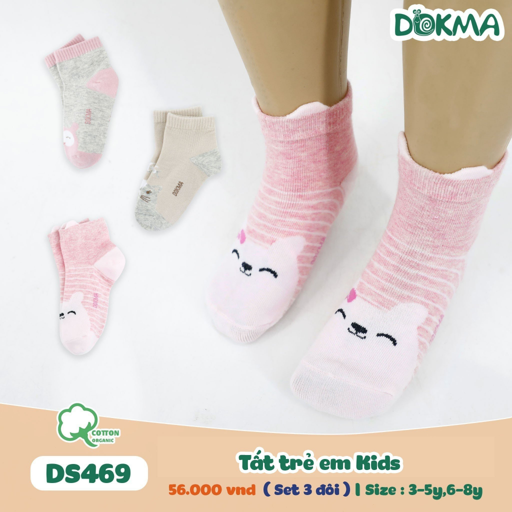 Set 3 đôi tất cotton Dokma kid  - màu ngẫu nhiên