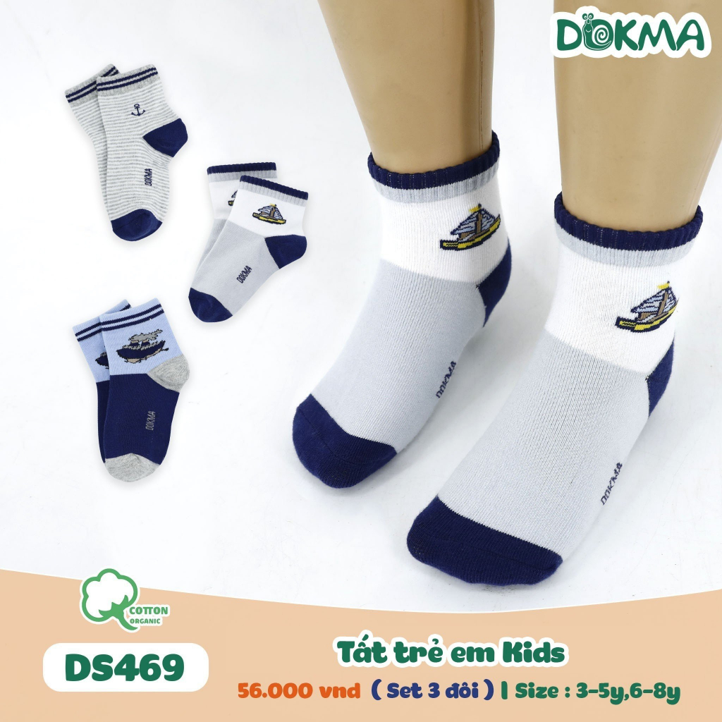 Set 3 đôi tất cotton Dokma kid  - màu ngẫu nhiên