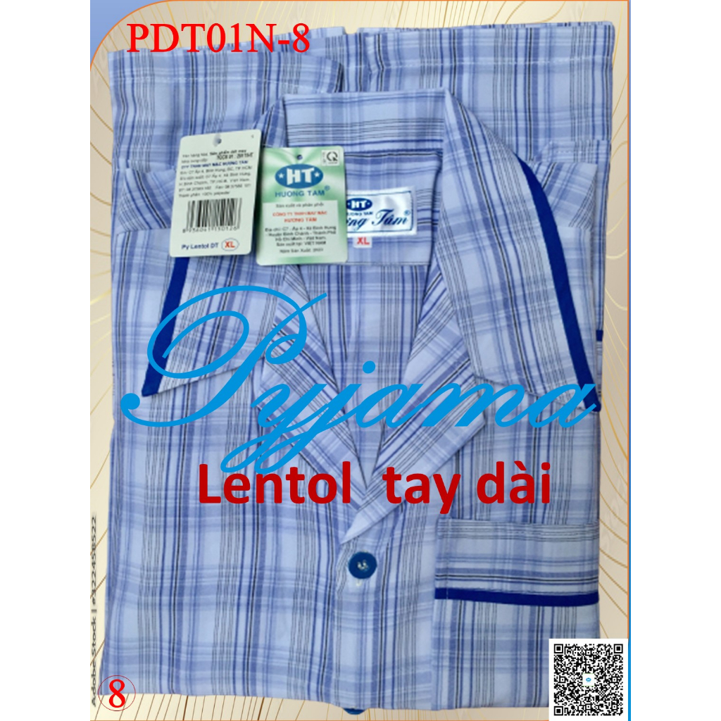 Bộ Pyjama HUONGTAM Lentol tay dài nam cao cấp(PDT01N). Chất liệu vải Lentol loại tốt: mềm mại, thoáng mát, không phai